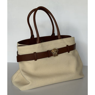 Versace Medusa Top Handle Large Tote Canvas/Leather Beige Bag 1022470 IT NWT