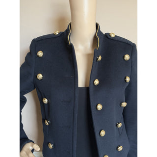 Burberry London Military Jacket Navy Wool Cashmere Gold Buttons 4 US (IT 38)