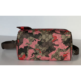 Gucci GG Small Boston Duffle Bag Pink/Red/Brown Camo Shoulder Bag 854860 NWT
