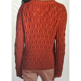 Loro Piana Women Valencia Cabled Cotton Sweater Orange Size S Italy New $3350