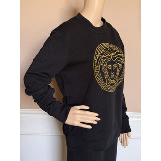 Versace Medusa Embroidered Sweatshirt Women’s Black/Gold 8 US (42) 1019482 NWT
