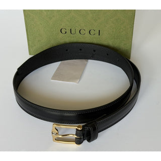 Gucci Men's Rectangular Buckle Leather Belt Black 85/34 Italy 715600 NWOT