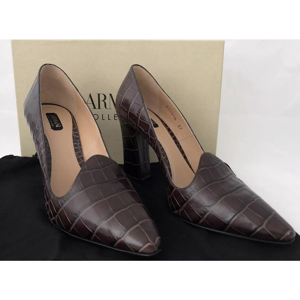 NIB $825 Armani Collezioni Women's High Heel Leather Dress Shoes 9 US X5E016 IT