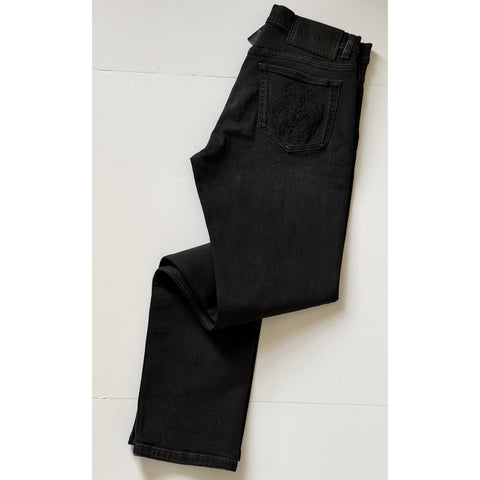 Versace Men’s Black Stretch Stone Washed Denim Jeans Size 32 US 1012245 NWT $950