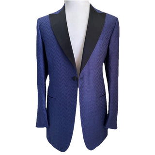 New $9995 Kiton Cashmere/Silk Diner Jacket Blazer Blue/Black 40R US/50R Eu