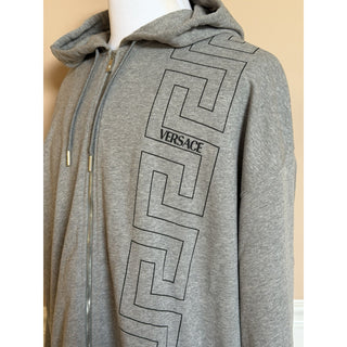 Versace Greca Logo Non-brushed Cotton Gray Jacket with Hoodie 6XL 1021361 NWT