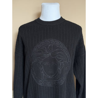 Versace Medusa Embroidered Knit Sweater Black 56 US (66 Eu) 1018402 IT NWT $1620