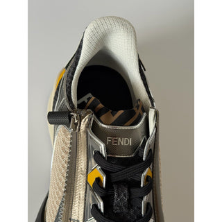 Fendi Flow Sneakers Gray/Yellow/White 11 US (10 Fendi) 7E1689 Italy NIB $1190