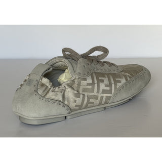 Fendi Fit FF Jacquard Suede Sneakers Grey Men 10 US (9 Fendi) IT 7E1842 NIB $950