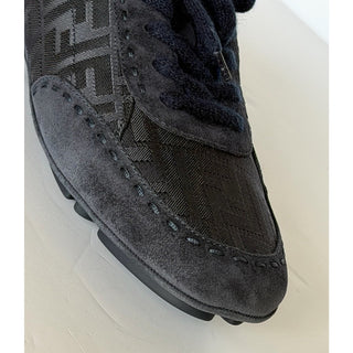 Fendi Fit FF Jacquard Suede Sneakers Blue Men 9 US (8 Fendi) IT 7E1842 NIB $950