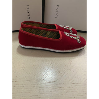 NIB $980 Gucci Mens Velvet Loafers Shoes Red 8 US / 7 UK