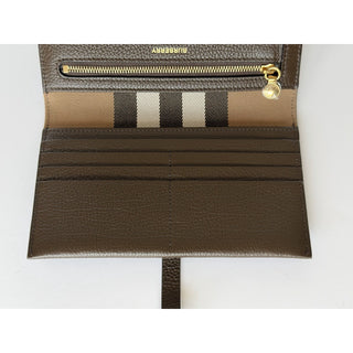 Burberry Ellie Bifold Ebony Brown Long Leather Wallet 8113147 Italy NWT $925