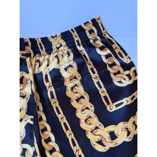 Versace Medusa Chain Print Twill Shorts Black Gold Men 34 US (IT 50) 1023185 NWT