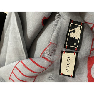 NWT $900 Gucci Men’s Shawl Angels Scarf Lead/Red Italy