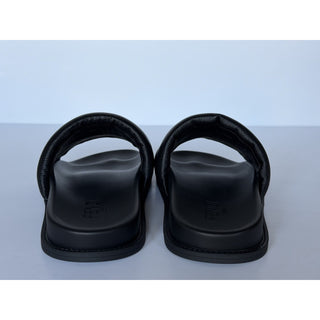 Fendi Men's Roma Leather Slide Sandals Black 8 US/7 UK IT 7X1649 NIB $750