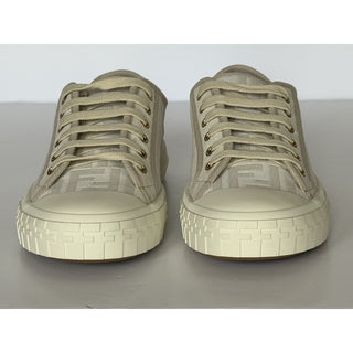 Fendi Domino FF Jacquard Sneakers Ivory Taupe 8 US (7 Fendi) IT 7E1553 NIB $770
