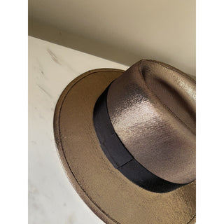 NWT $895 Saint Laurent Men Lane Felt Fedora Hat Gold Size M Italy