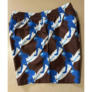 NWT $880 Gucci Drawstring Gucci Print Swim Short Blue/White/Brown 50 Eu/34 US