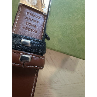 New Gucci Men Leather Reversible belt GG Buckle Black/Brown 115/46 715603