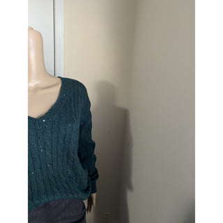New $3795 Brunello Cucinelli Women Embellished Cashmere-Blend Sweater Green M