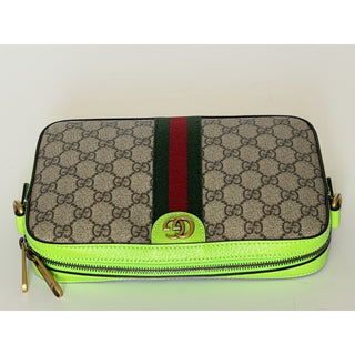 Gucci Ophidia GG Small Crossbody Bag Beige/Ebony /Neon Green 699439 NWT