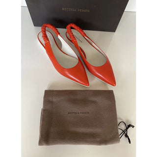 NIB $620 Bottega Veneta Women's Flat Pump Reddish Orange Shoes 9 US 565640 Italy