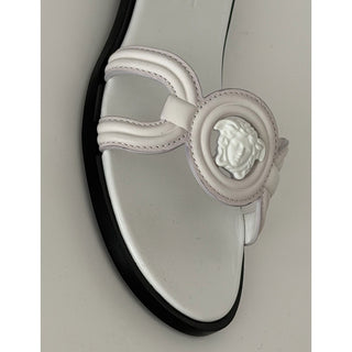 Versace Medusa Leather Mule Slides Porcelain White Women 9.5 US 39.5 1018364 NIB