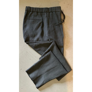New $1395 Giorgio Armani Men Linen Pants dark olive gray 32 US/48 Eu