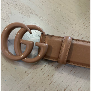Gucci Women Leather GG Belt warm caramel / nude beige Size 120/48 NWT
