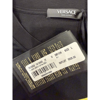 Versace Men’s Logo Compact Cotton Jersey T-Shirt Black Large 1013302 IT NWT $750