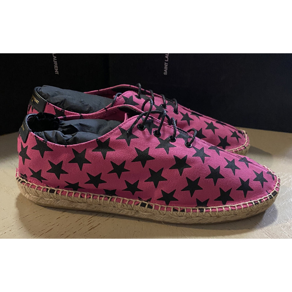 NIB Saint Laurent Women Star Print Espadrille Shoes Red/Black 9.5 US/39.5 Eu
