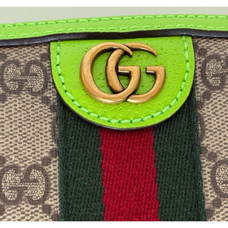 Gucci Ophidia GG Small Crossbody Bag Beige/Ebony /Neon Green 699439 NWT