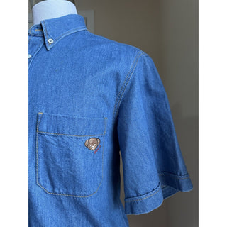 Gucci Men Eco WSH Org Denim Button Down Shirt Blue 48 Eu/M New $1650