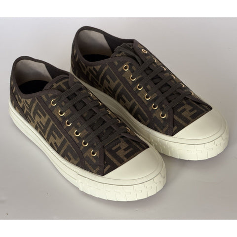 Fendi Domino FF Jacquard Sneakers Brown Men 12 US (11 Fendi) IT 7E1553 NIB $770