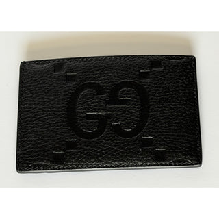 Gucci GG Jumbo Card Case Black Leather Men’s Black Wallet 812681 NIB
