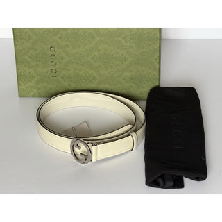 Gucci Men’s Mystic White Calf Leather Belt 105/42 Italy 734771 NWT