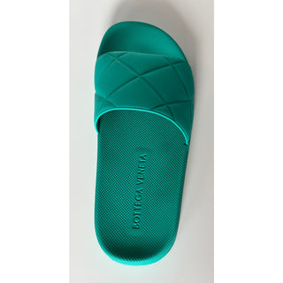 NIB $420 Bottega Veneta Womens Matt Rubber Green Slides Sandals 10 (40) 640051
