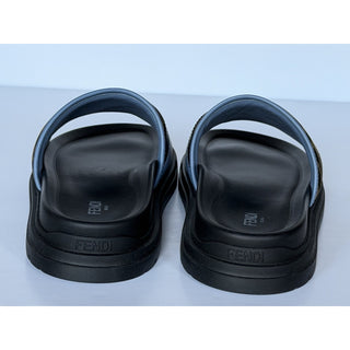 Fendi Men's FF Diagonal Leather/Fabric Slide Sandals 10 US/9 UK 7X1674 NWT $595