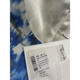 New $2790 Carolina Herrera Dress Blue/Silver 14 US