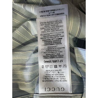 New Gucci Men Classic Washed Strips Shirt Azure Blue 43/17