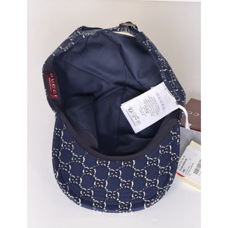 Gucci GG Shadow Jacquard Baseball Cap Blue Men L 817440 4HBDN NWT