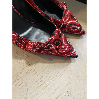 NIB $895 Saint Laurent Women Bandana Dress Shoes Red 7 US ( 37 Eu )
