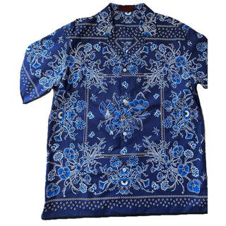 New $1300 Gucci Men’s Flower Bandana Print Shirt Blue Size 50 Eu/L