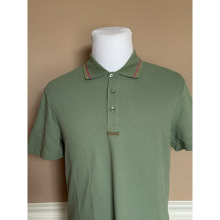 Versace Embroidered Pique Cotton Polo Shirt Green Men M 1011851 NWT