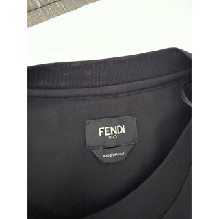 Fendi FF Logo Embroidered T-Shirt Black Men 2XL FY0936 Italy NWT $790