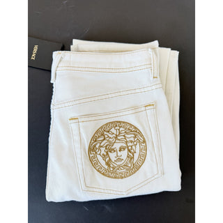 Versace Women's Medusa Denim WhiteJeans Size 25 US A89556S NWT $850