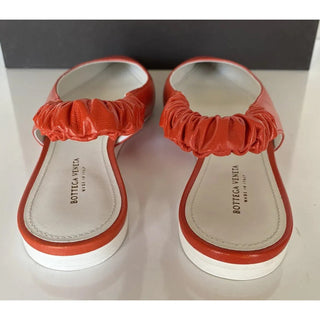 NIB $620 Bottega Veneta Women's Flat Pump Reddish Orange Shoes 9 US 565640 Italy