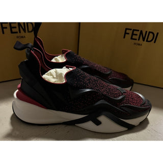 NIB $1050 Fendi Men Flow Knit Low Top Sneakers Rubin/Black 10 US/9 UK