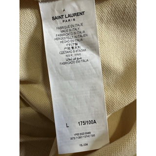 NWT Saint Laurent Men Short Sleeve YSL Print Polo Shirt light Yellow Size L