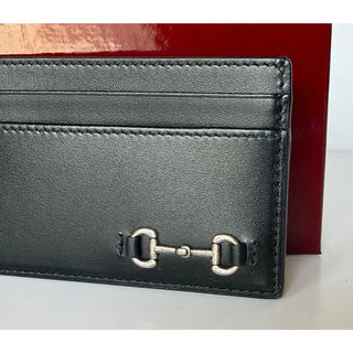 Gucci Horsebit Black Leather Card Case Made in Italy 846952 NWT